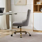 Chaise de bureau moderne pivotante TUYOHW avec dossier capitonné, chaise d'ordinateur en velours moelleux avec base en métal chromé, hauteur réglable de 19,7 à 22,4