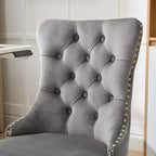 Chaise de bureau moderne pivotante TUYOHW avec dossier capitonné, chaise d'ordinateur en velours moelleux avec base en métal chromé, hauteur réglable de 19,7 à 22,4