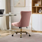 Chaise de bureau moderne pivotante TUYOHW avec dossier capitonné, chaise d'ordinateur en velours moelleux avec base en métal chromé, hauteur réglable de 19,7 à 22,4