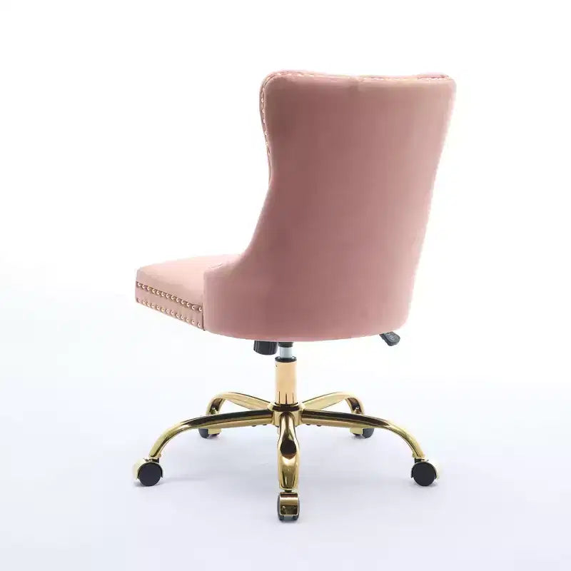 Chaise de bureau moderne pivotante TUYOHW avec dossier capitonné, chaise d'ordinateur en velours moelleux avec base en métal chromé, hauteur réglable de 19,7 à 22,4