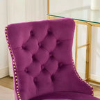 Chaise de bureau moderne pivotante TUYOHW avec dossier capitonné, chaise d'ordinateur en velours moelleux avec base en métal chromé, hauteur réglable de 19,7 à 22,4