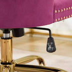 Chaise de bureau moderne pivotante TUYOHW avec dossier capitonné, chaise d'ordinateur en velours moelleux avec base en métal chromé, hauteur réglable de 19,7 à 22,4