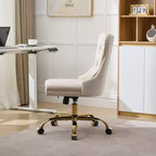 Chaise de bureau moderne pivotante TUYOHW avec dossier capitonné, chaise d'ordinateur en velours moelleux avec base en métal chromé, hauteur réglable de 19,7 à 22,4