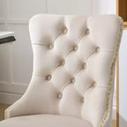 Chaise de bureau moderne pivotante TUYOHW avec dossier capitonné, chaise d'ordinateur en velours moelleux avec base en métal chromé, hauteur réglable de 19,7 à 22,4