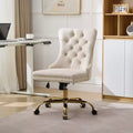 Chaise de bureau moderne pivotante TUYOHW avec dossier capitonné, chaise d'ordinateur en velours moelleux avec base en métal chromé, hauteur réglable de 19,7 à 22,4