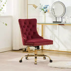 Chaise de bureau moderne pivotante TUYOHW avec dossier capitonné, chaise d'ordinateur en velours moelleux avec base en métal chromé, hauteur réglable de 19,7 à 22,4