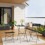 Ensemble de Bistro 3 Pièces pour Patio, Mobilier de Jardin d'Extérieur avec Table Ronde et 2 Chaises Pliantes, pour Porche, Balcon, Jardin