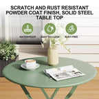Ensemble de Bistro 3 Pièces pour Patio, Mobilier de Jardin d'Extérieur avec Table Ronde et 2 Chaises Pliantes, pour Porche, Balcon, Jardin