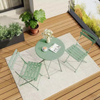 Ensemble de Bistro 3 Pièces pour Patio, Mobilier de Jardin d'Extérieur avec Table Ronde et 2 Chaises Pliantes, pour Porche, Balcon, Jardin