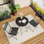 Ensemble de Bistro 3 Pièces pour Patio, Mobilier de Jardin d'Extérieur avec Table Ronde et 2 Chaises Pliantes, pour Porche, Balcon, Jardin