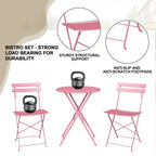 Ensemble de Bistro 3 Pièces pour Patio, Mobilier de Jardin d'Extérieur avec Table Ronde et 2 Chaises Pliantes, pour Porche, Balcon, Jardin