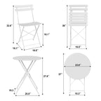 Ensemble de Bistro 3 Pièces pour Patio, Mobilier de Jardin d'Extérieur avec Table Ronde et 2 Chaises Pliantes, pour Porche, Balcon, Jardin