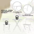 Ensemble de Bistro 3 Pièces pour Patio, Mobilier de Jardin d'Extérieur avec Table Ronde et 2 Chaises Pliantes, pour Porche, Balcon, Jardin