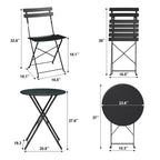 Ensemble de Bistro 3 Pièces pour Patio, Mobilier de Jardin d'Extérieur avec Table Ronde et 2 Chaises Pliantes, pour Porche, Balcon, Jardin