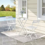 Ensemble de Bistro 3 Pièces pour Patio, Mobilier de Jardin d'Extérieur avec Table Ronde et 2 Chaises Pliantes, pour Porche, Balcon, Jardin