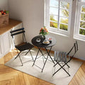 3 Piece Patio Bistro Sets, Outdoor Patio Furniture Set with Round Table and 2 Folding Chairs, for Porch, Balcony, Garden