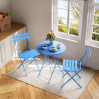 Ensemble de Bistro 3 Pièces pour Patio, Mobilier de Jardin d'Extérieur avec Table Ronde et 2 Chaises Pliantes, pour Porche, Balcon, Jardin