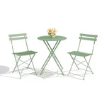 Ensemble de Bistro 3 Pièces pour Patio, Mobilier de Jardin d'Extérieur avec Table Ronde et 2 Chaises Pliantes, pour Porche, Balcon, Jardin