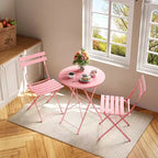 Ensemble de Bistro 3 Pièces pour Patio, Mobilier de Jardin d'Extérieur avec Table Ronde et 2 Chaises Pliantes, pour Porche, Balcon, Jardin