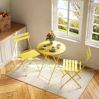 Ensemble de Bistro 3 Pièces pour Patio, Mobilier de Jardin d'Extérieur avec Table Ronde et 2 Chaises Pliantes, pour Porche, Balcon, Jardin
