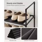Étagère à chaussures à 10 niveaux, étagère à cadre métallique de 172 cm de haut avec étagères en tissu non tissé, organisateur modulaire pour entrée et chambre, noir