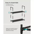 Étagère à chaussures à 10 niveaux, étagère à cadre métallique de 172 cm de haut avec étagères en tissu non tissé, organisateur modulaire pour entrée et chambre, noir