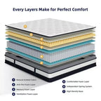 Matelas Queen 14 pouces dans une boîte, mousse à mémoire de forme hybride au gel, fermeté moyenne, certifié CertiPUR-US, blanc