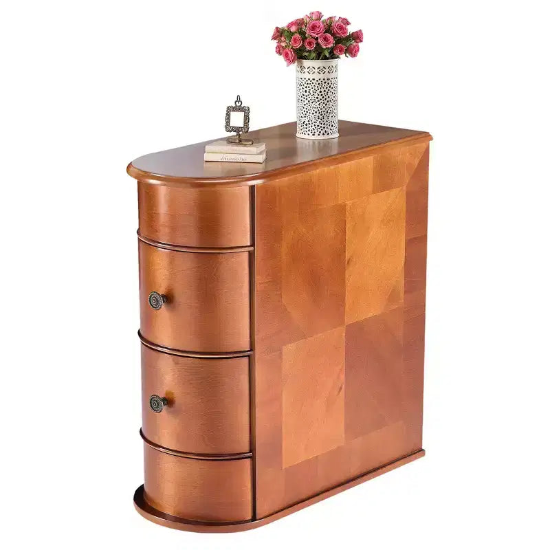 TUYOHW Solid Wood Nightstand with 2 Drawers,Rustic Side End Table with Curved Edge for Living Room,Bedroom,Sofa,Small Spaces,Brown