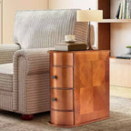 Table de chevet TUYOHW en bois massif avec 2 tiroirs, table d'appoint rustique avec bord incurvé pour salon, chambre, canapé, petits espaces, marron