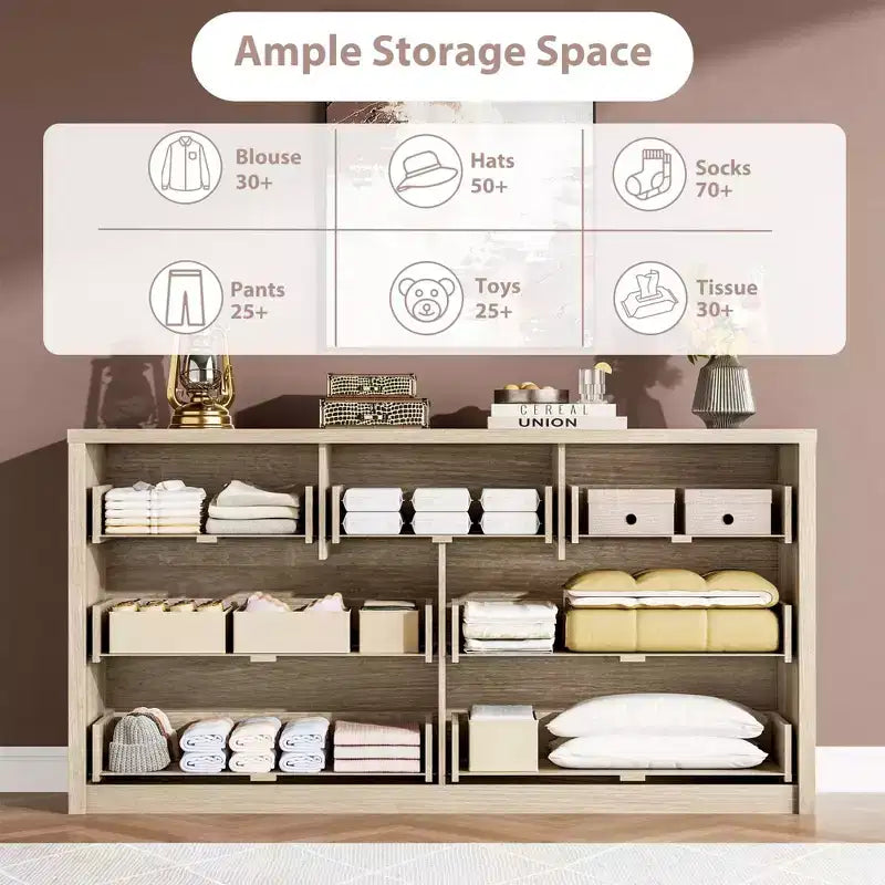 Commode à 8 tiroirs, dessus étanche, kit anti-basculement, rails lisses, profondeur mince de 39,6 cm, rangement style ferme pour salon, couloir, entrée