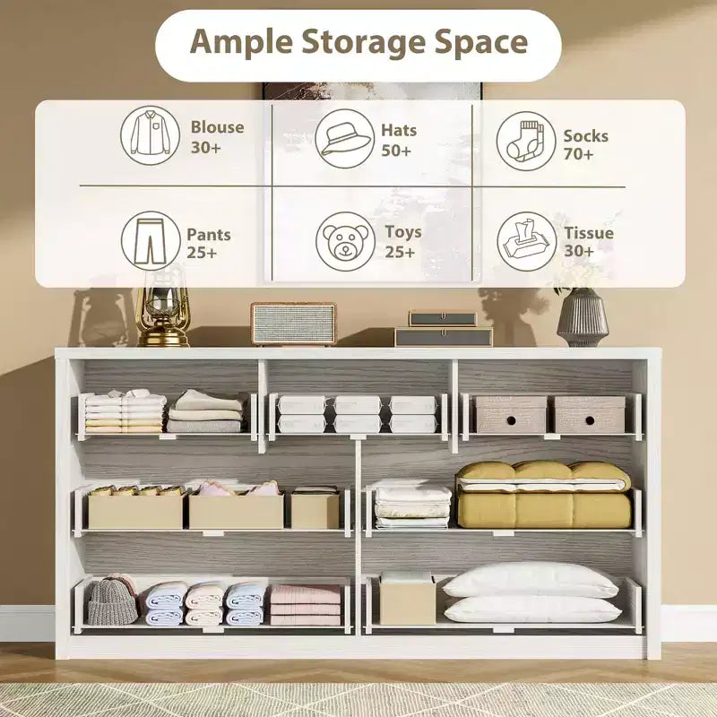 Commode à 8 tiroirs, dessus étanche, kit anti-basculement, rails lisses, profondeur mince de 39,6 cm, rangement style ferme pour salon, couloir, entrée