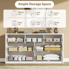 Commode à 8 tiroirs, dessus étanche, kit anti-basculement, rails lisses, profondeur mince de 39,6 cm, rangement style ferme pour salon, couloir, entrée