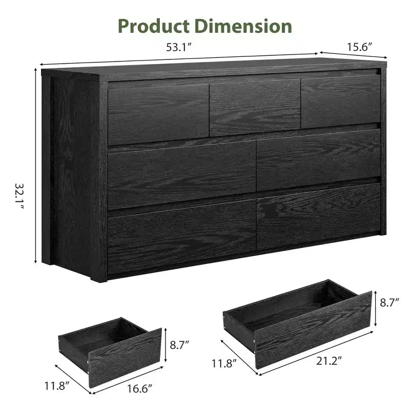 Commode à 8 tiroirs, dessus étanche, kit anti-basculement, rails lisses, profondeur mince de 39,6 cm, rangement style ferme pour salon, couloir, entrée