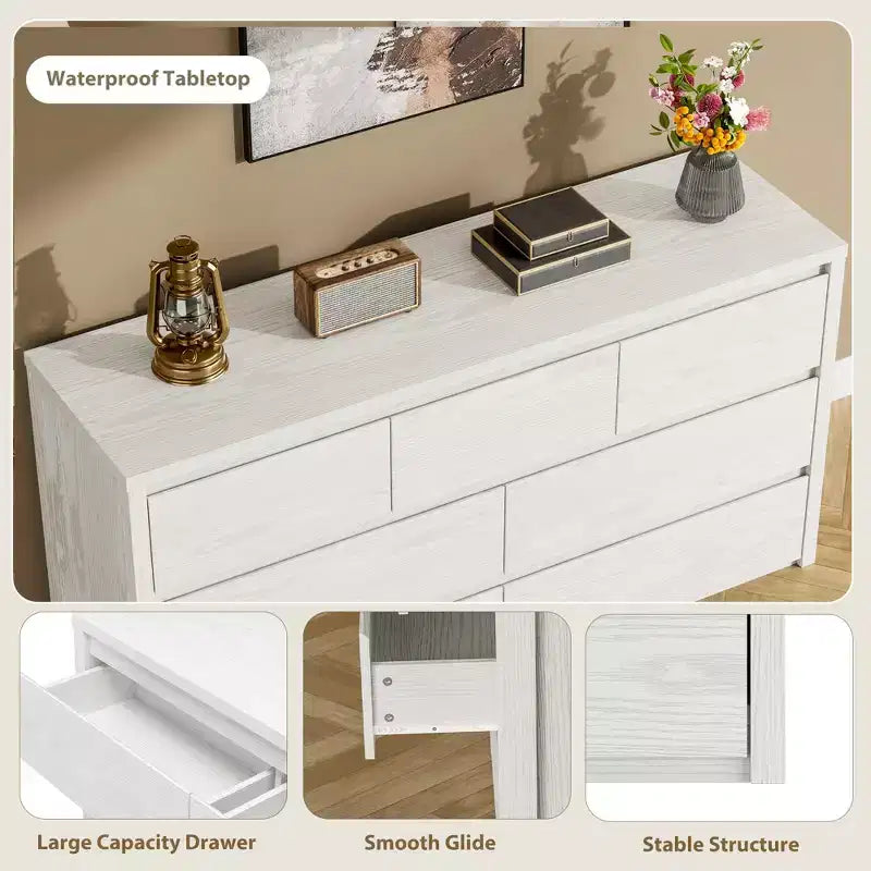 Commode à 8 tiroirs, dessus étanche, kit anti-basculement, rails lisses, profondeur mince de 39,6 cm, rangement style ferme pour salon, couloir, entrée