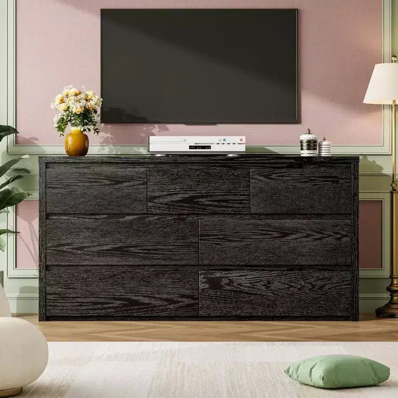 Commode à 8 tiroirs, dessus étanche, kit anti-basculement, rails lisses, profondeur mince de 39,6 cm, rangement style ferme pour salon, couloir, entrée