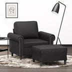 vidaXL Fauteuil avec repose-pieds noir 60 cm Similicuir