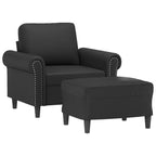 vidaXL Fauteuil avec repose-pieds noir 60 cm Similicuir