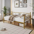 Twin Gold Metal Daybed Frame with Heavy Duty Slats, Convertible Sofa Bed for Living Room and Bedroom, Space Saving Design