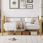 Cadre de lit de repos double en métal doré avec lattes robustes, canapé-lit convertible pour salon et chambre à coucher, design peu encombrant