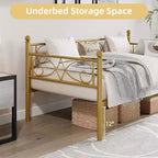 Cadre de lit de repos double en métal doré avec lattes robustes, canapé-lit convertible pour salon et chambre à coucher, design peu encombrant