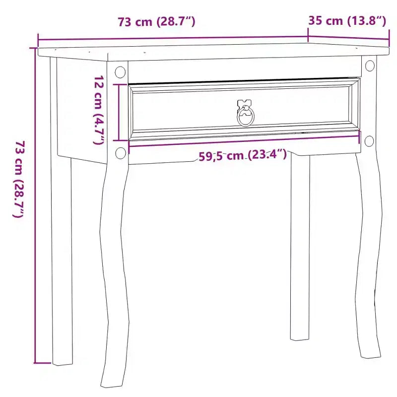 vidaXL Table console Corona 73x35x73 cm Bois de pin massif