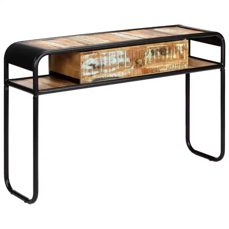 vidaXL Table Console Table d'entrée Table d'appoint avec tiroir Bois de manguier massif