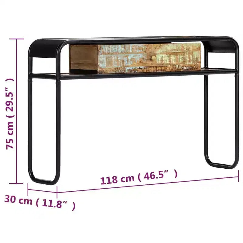 vidaXL Table Console Table d'entrée Table d'appoint avec tiroir Bois de manguier massif