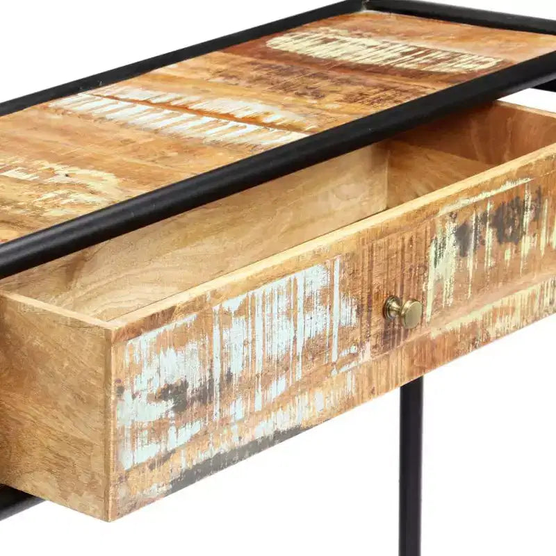 vidaXL Table Console Table d'entrée Table d'appoint avec tiroir Bois de manguier massif
