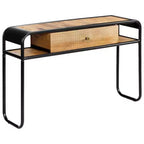 vidaXL Table Console Table d'entrée Table d'appoint avec tiroir Bois de manguier massif