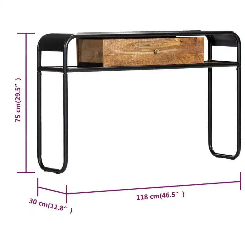 vidaXL Table Console Table d'entrée Table d'appoint avec tiroir Bois de manguier massif