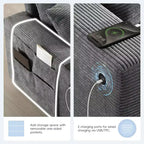 Canapé modulable surdimensionné Clihome 140'' avec pouf de rangement mobile, porte-gobelet, siège large, chargeur USB, canapé en velours côtelé en forme de U à 6 places