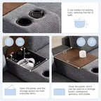 Canapé modulable surdimensionné Clihome 140'' avec pouf de rangement mobile, porte-gobelet, siège large, chargeur USB, canapé en velours côtelé en forme de U à 6 places