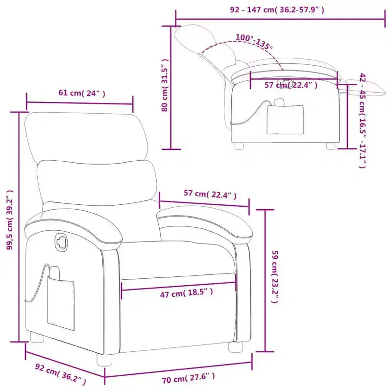 vidaXL Fauteuil de massage inclinable Similicuir Moyen