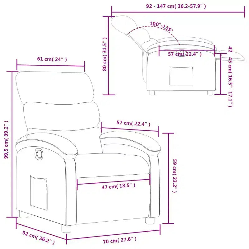 vidaXL Fauteuil de massage inclinable Similicuir Moyen
